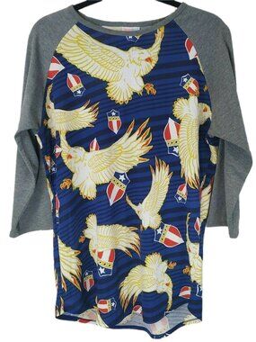 LuLaRoe Randy Top size Medium or Large L 4th of July Eagles Raglan Americana